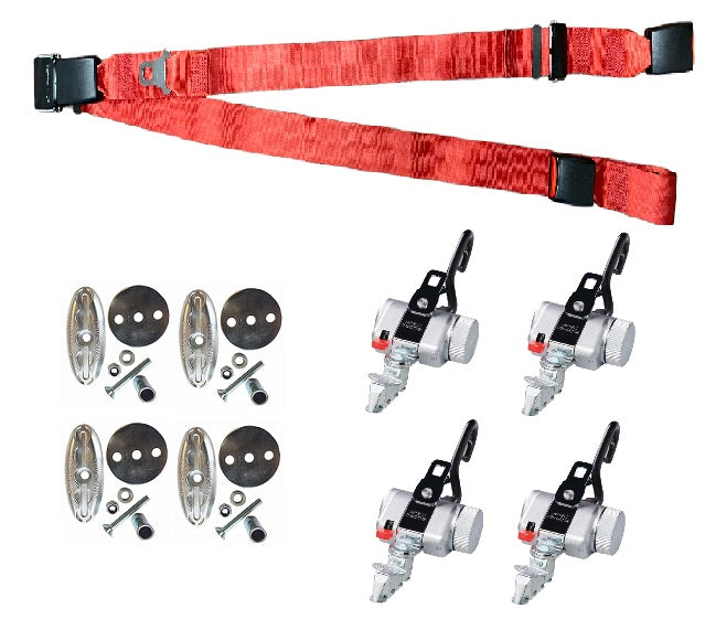 PROTEKTOR 2.0 SilverSeries System Wheelchair Restraints, Manual Lap Belt and Floor Anchors | 4 PACK KIT