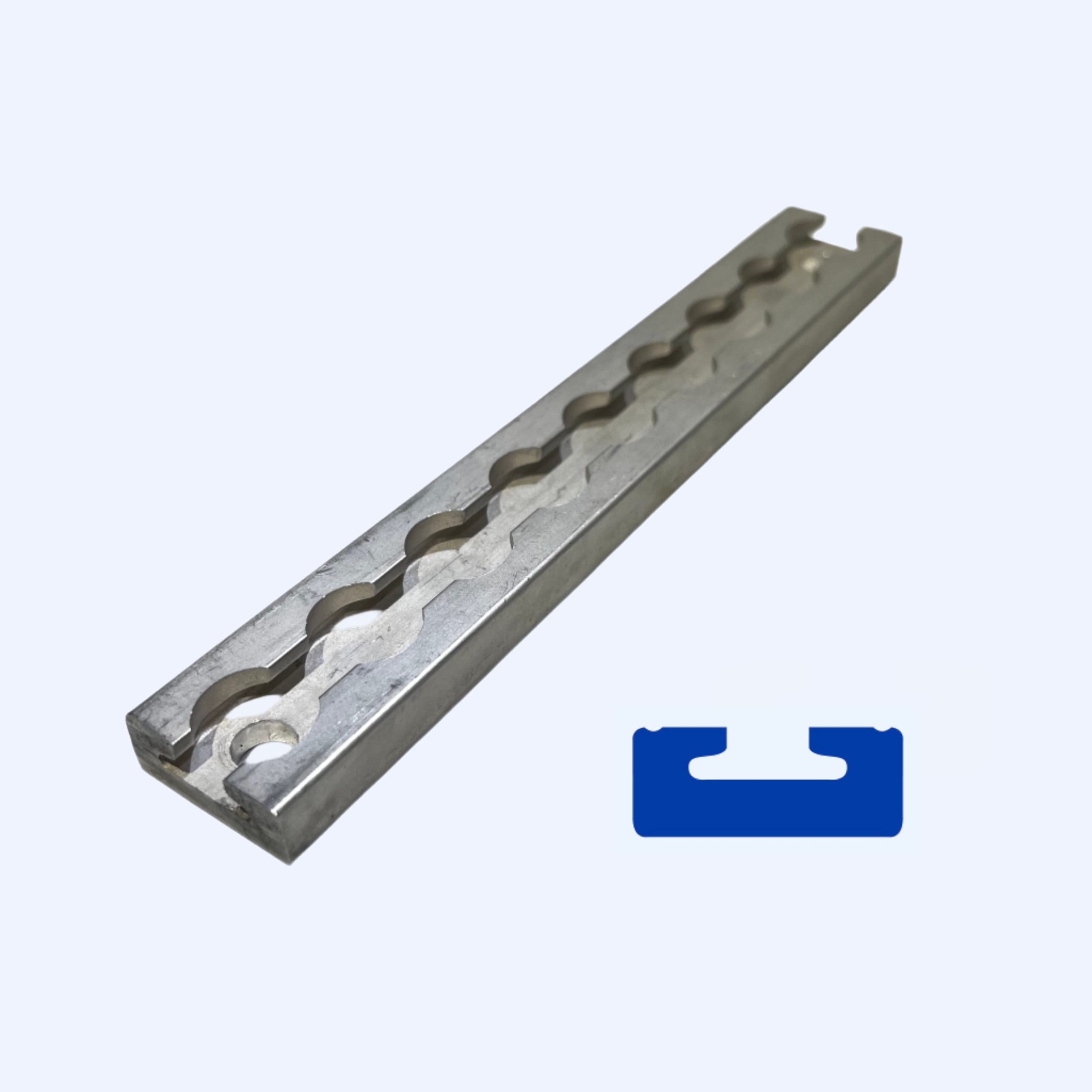 FE200762 | 9" L-Track Section, Non-Flanged, with two 3/8" Mounting Holes