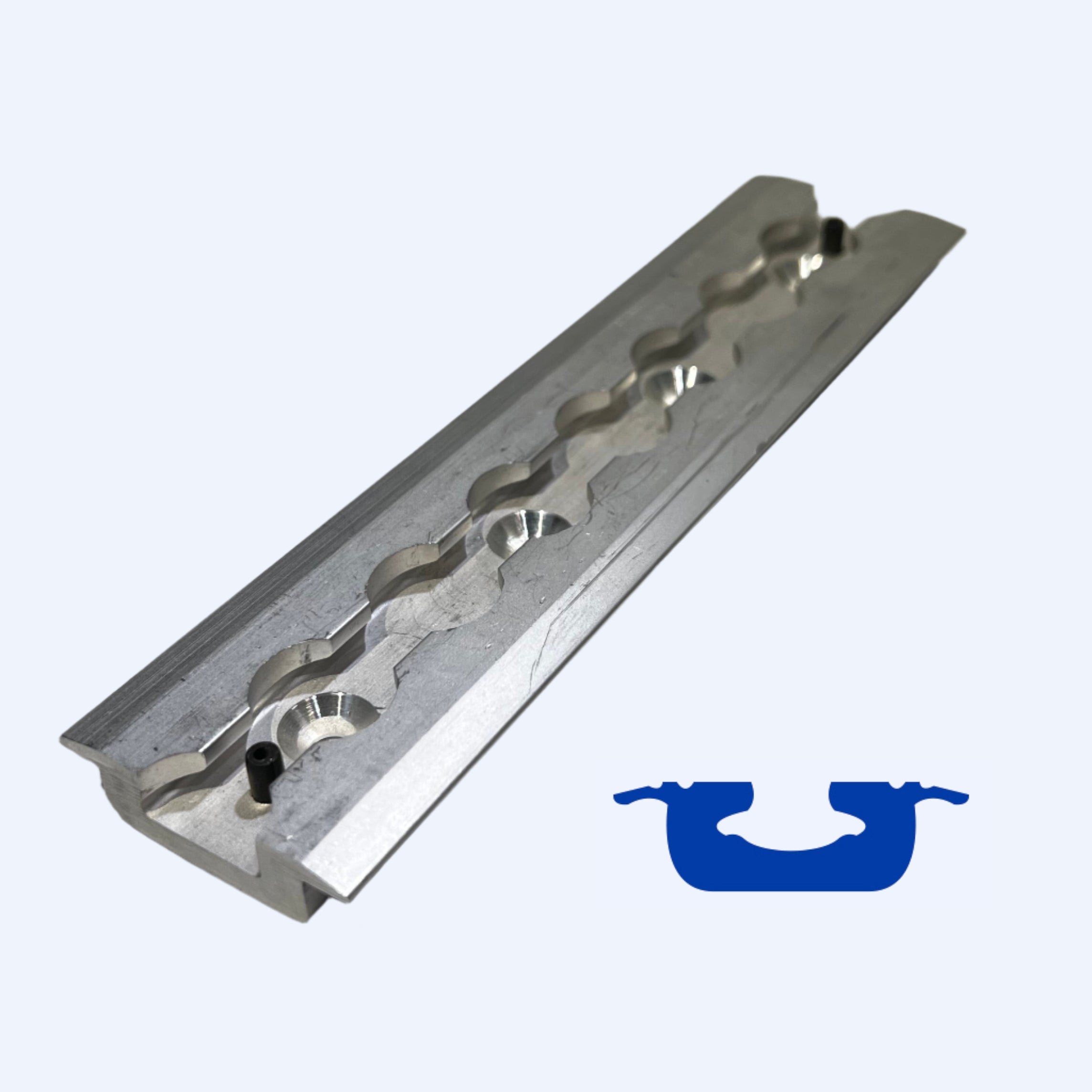 FE200763 | 8" L-Track Section, Flanged, with 1/4" Countersunk Mounting Holes