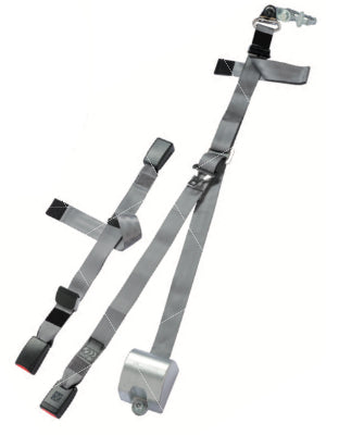 AMF Bruns | H470232-3110 Retractable Lap/Shoulder Belt w/ Height Adjuster, L-Track fitting on Top, 90° Bracket on Bottom