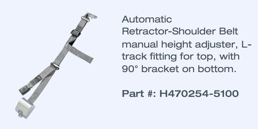 AMF Bruns | H470254-5100 Retractable Shoulder Belt Height Adjuster, L-Track on Top, 90° Bracket on Bottom - Image 2