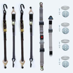 Q'Straint 4 M-Series Manual Belts (2 rear over-center and 2 front cam) for L-Track; Integrated Lap Belt, Fixed Shoulder Belt and 4 Oval L-Pockets | M-300-L30
