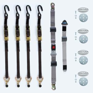 Q'Straint 4 M-Series Rear Manual Belts with Over-Center Buckle for L-Track; Integrated Lap Belt, Fixed Shoulder Belt & 4 Oval L-Pockets | M-305-L30
