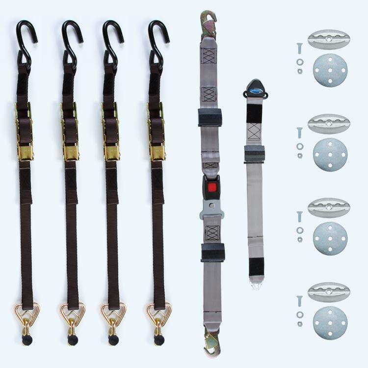 Q'Straint 4 M-Series Rear Manual Belts with Over-Center Buckle for L-Track; Integrated Lap Belt, Fixed Shoulder Belt & 4 Oval L-Pockets | M-305-L30