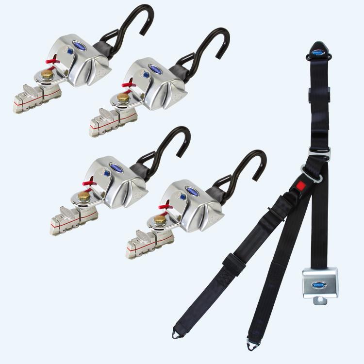 Q'Straint 4 QRT Standard Retractors with L-Track Fittings with Retractable Lap & Shoulder Belt Combo | Q-8200-A1-L