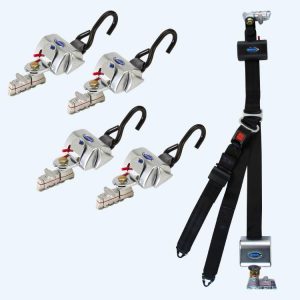 Q'Straint 4 QRT Standard Retractors with L-Track fittings and HR131 Retractable Lap & Shoulder Belt with Retractable L-Track Height Adjuster and 131º Bracket | Q-8206-L2