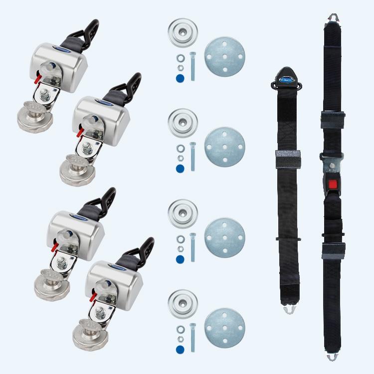 Q'Straint 4 QRT Max Retractors with Slide 'N Click fittings; Manual Lap & Shoulder Belt | Q-8300-A-SC